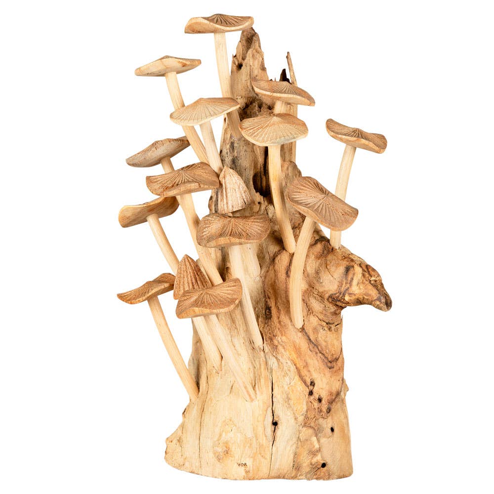 Carved Mushrooms on Wood (Large)
