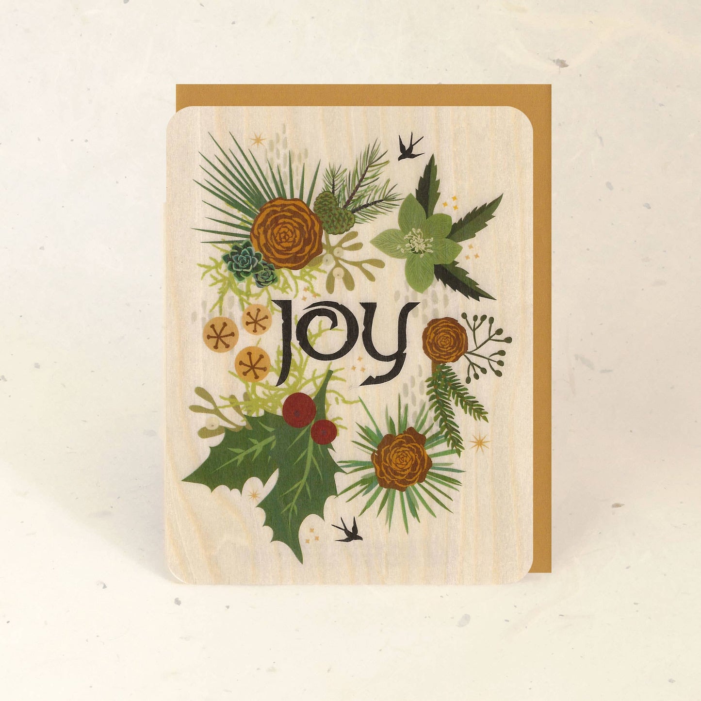 Yule Joy Wood Greeting Card