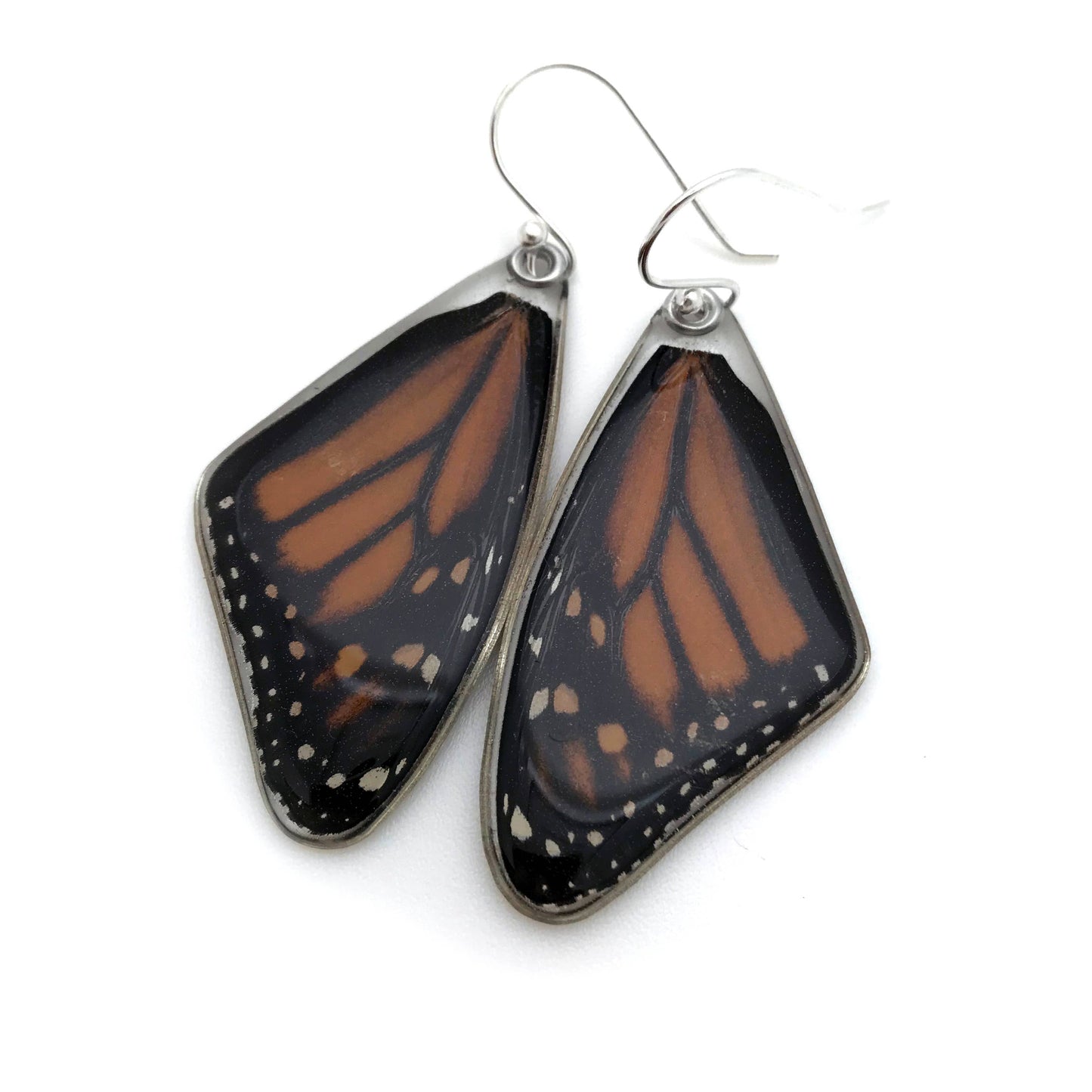 Butterfly Earrings, Monarch, top wings