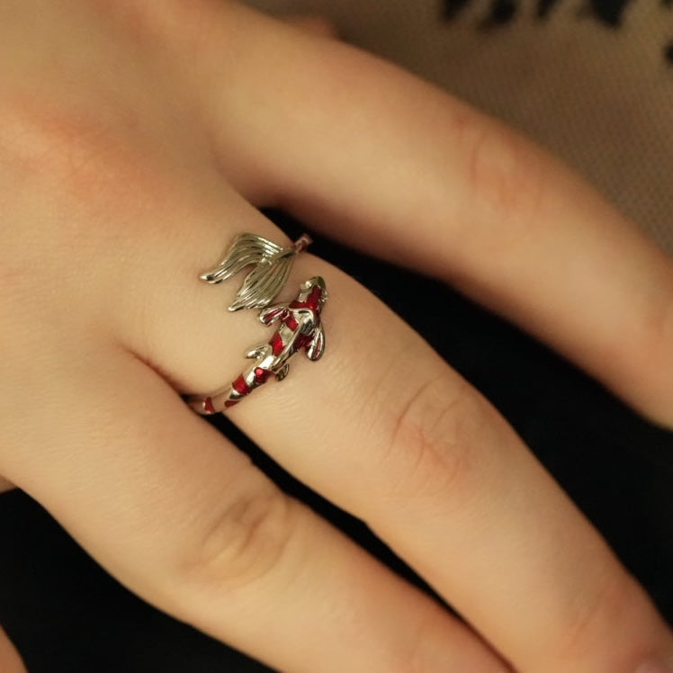 Koi Fish Ring, silvery