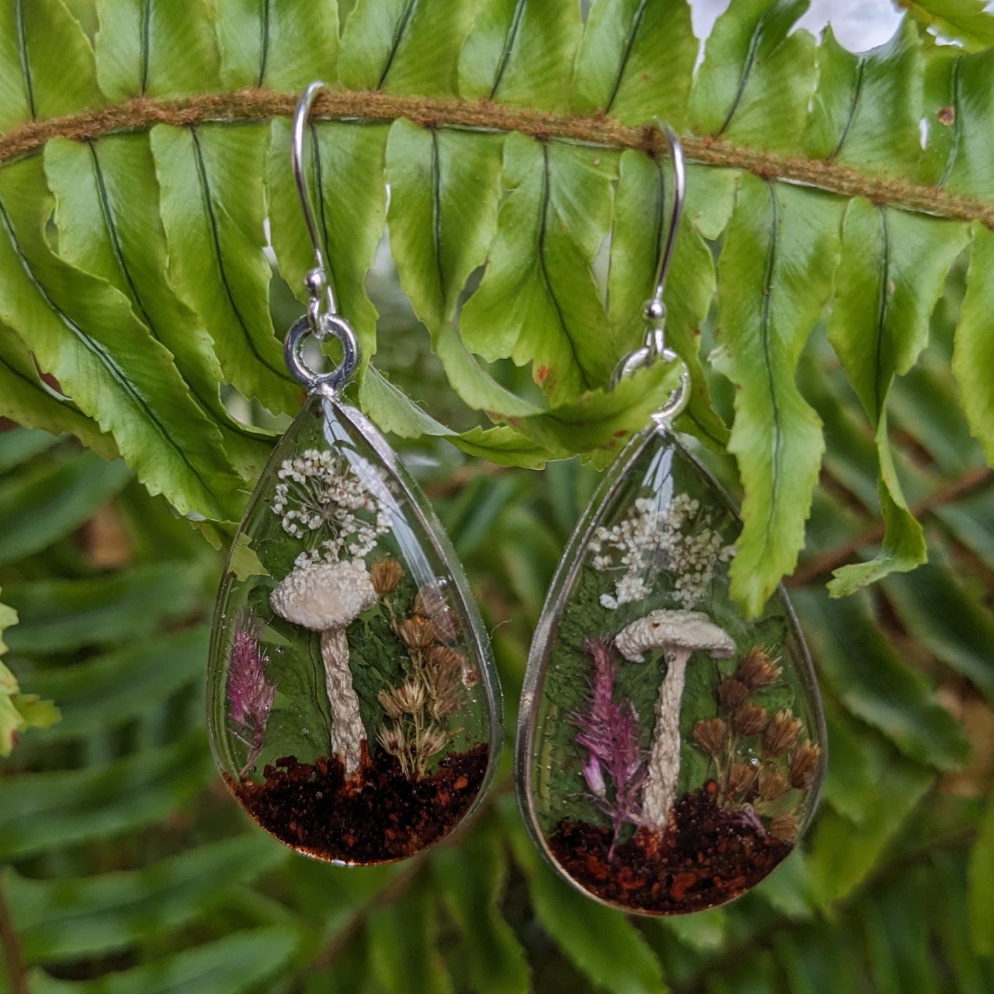 Real Mushroom Earrings, 1" round