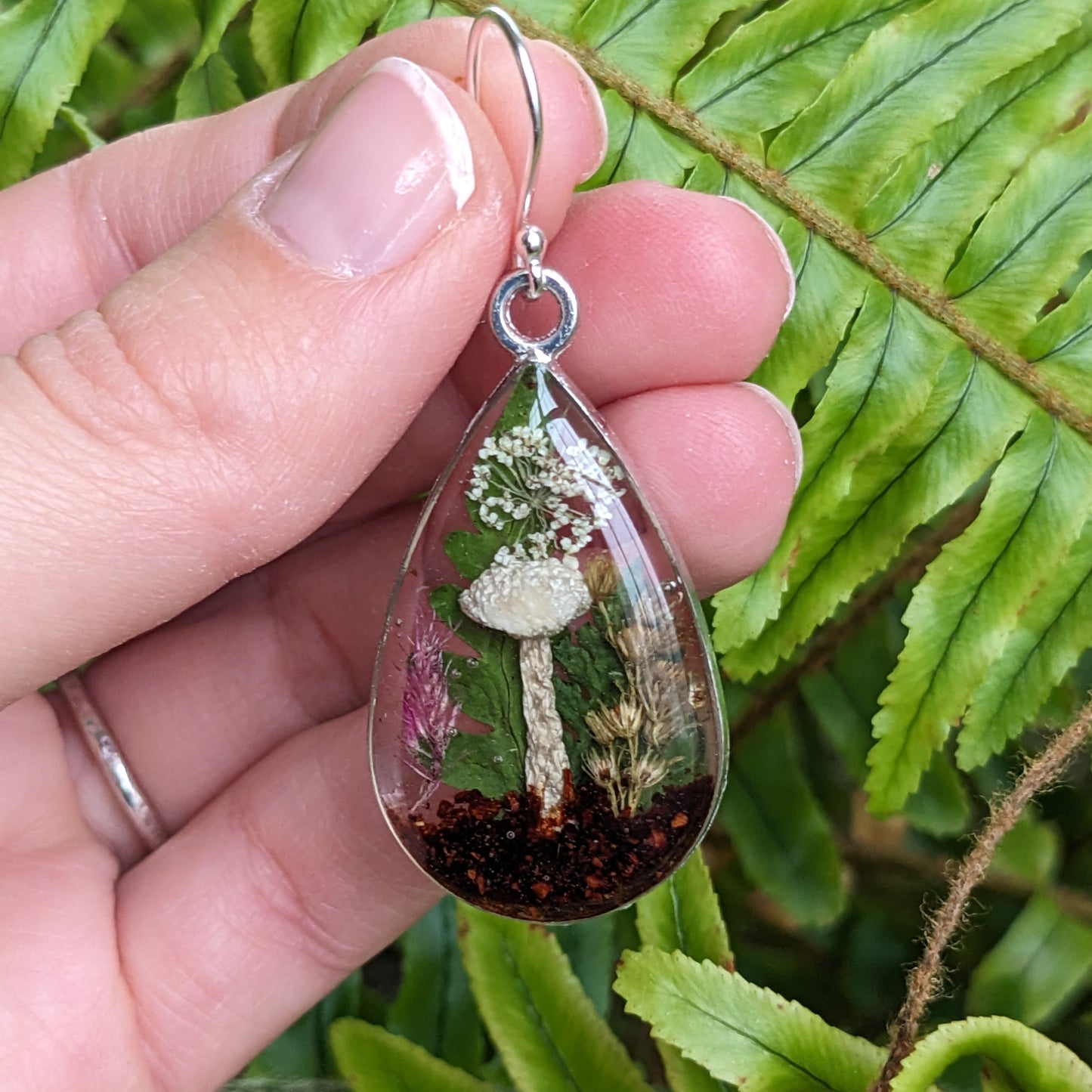 Real Mushroom Earrings, 1" round