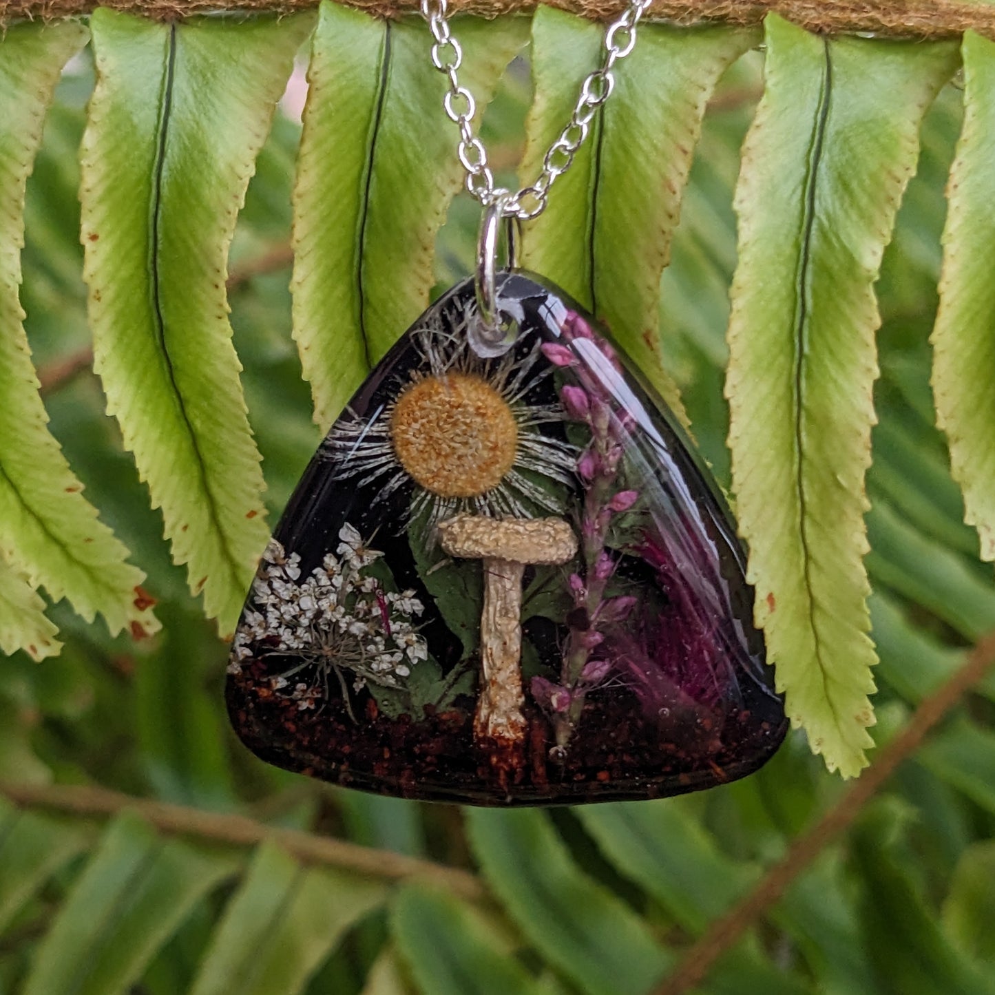 Real Mushroom Pendant, 1.2" triangle