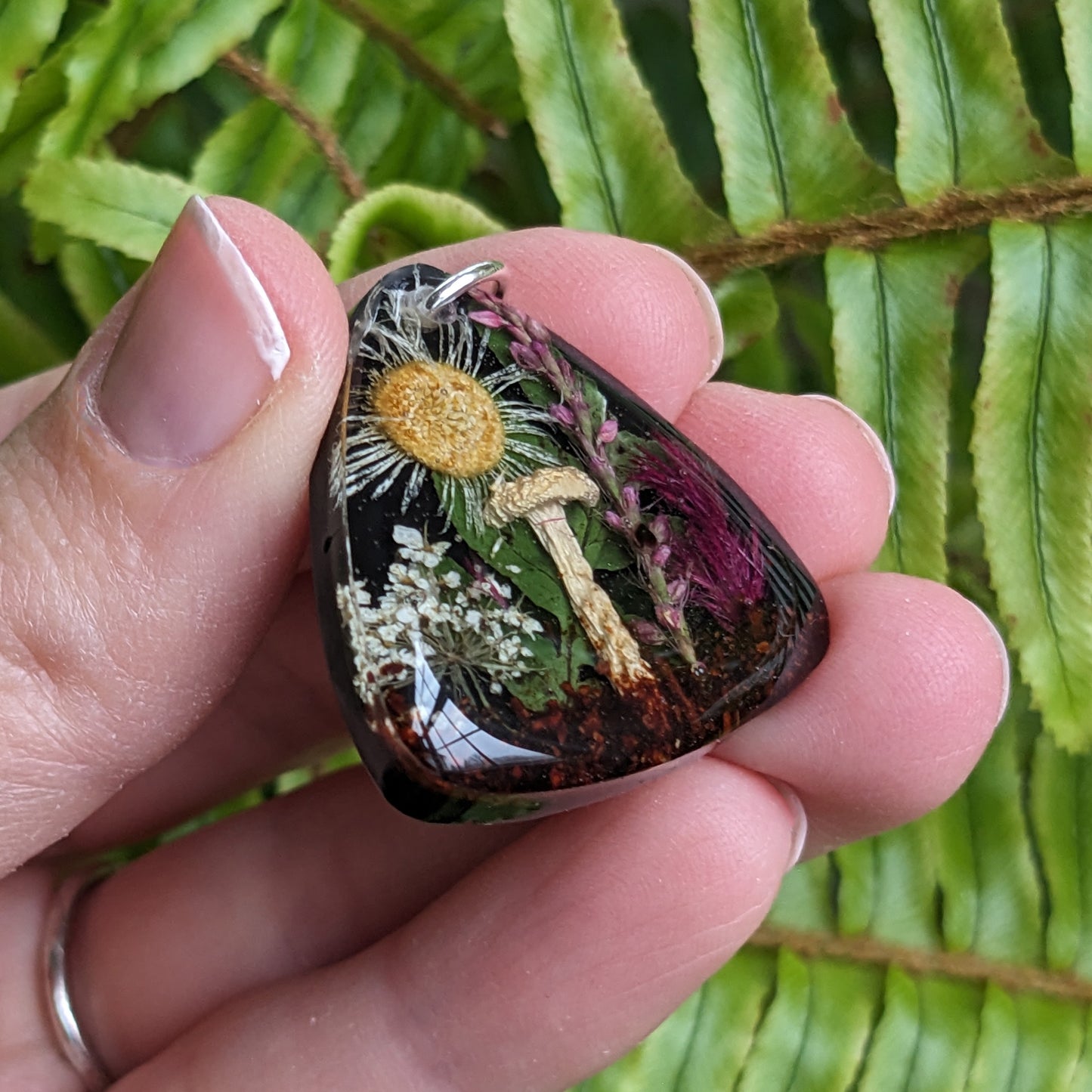 Real Mushroom Pendant, 1.2" triangle