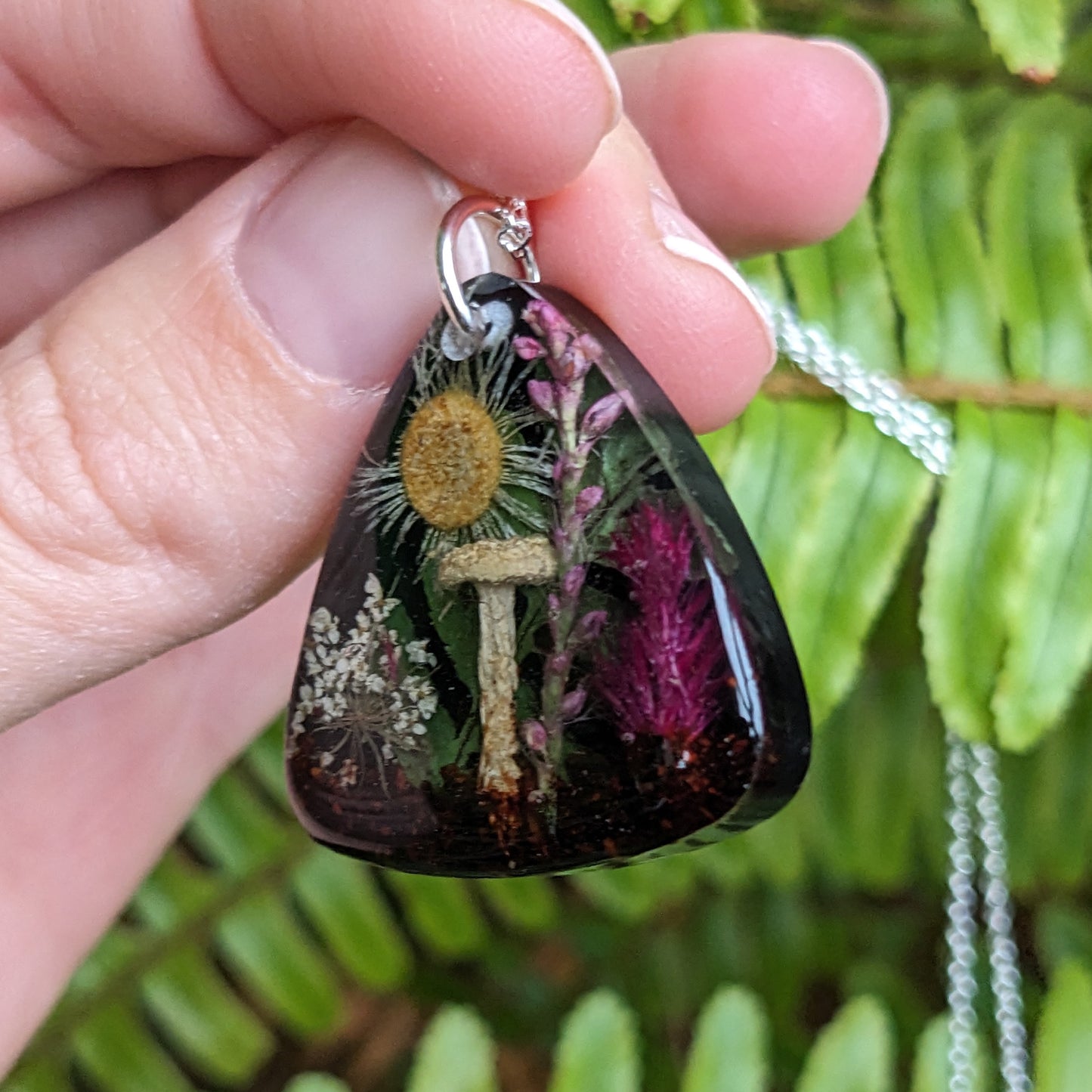 Real Mushroom Pendant, 1.2" triangle