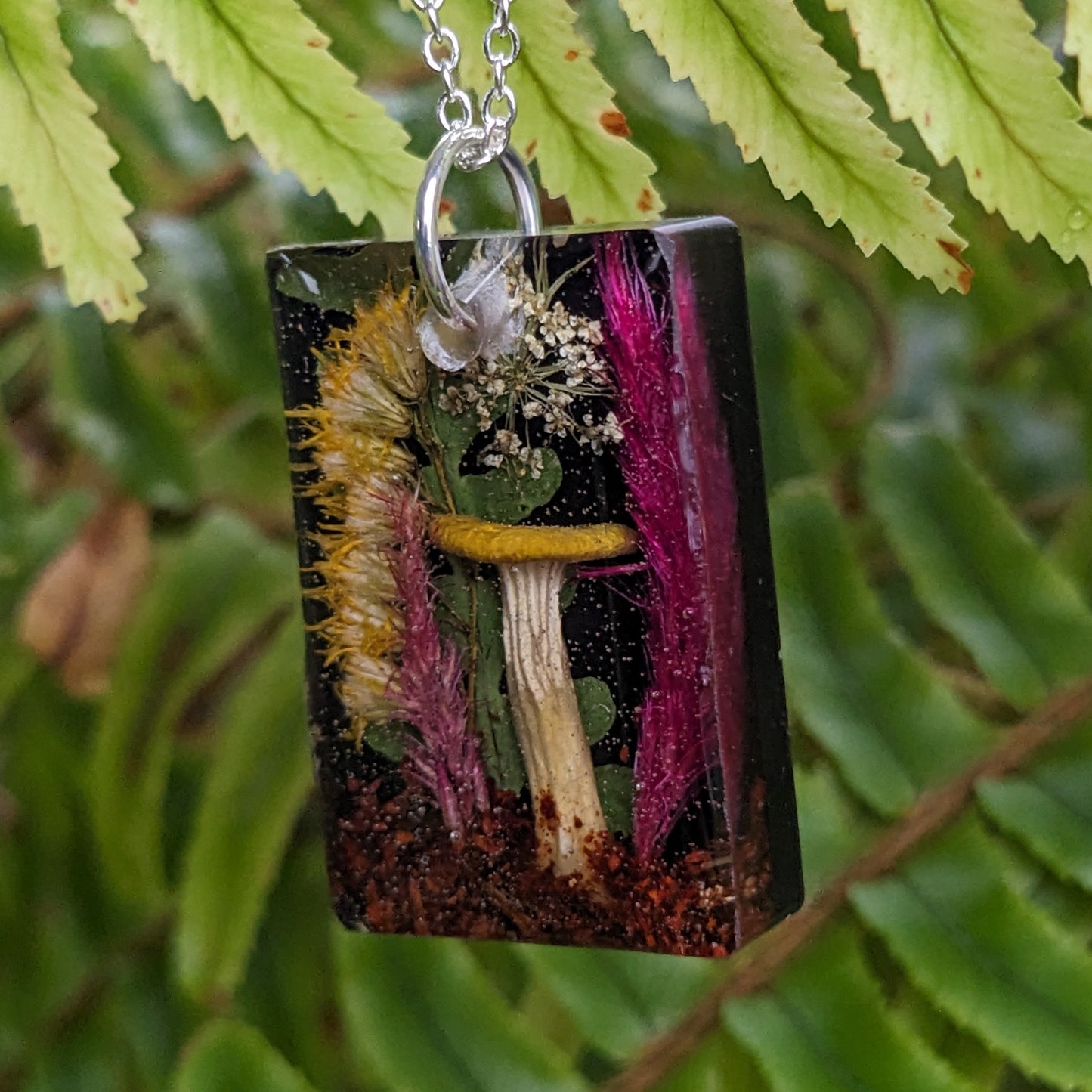 Real Mushroom Pendant, 1.2" rectangle