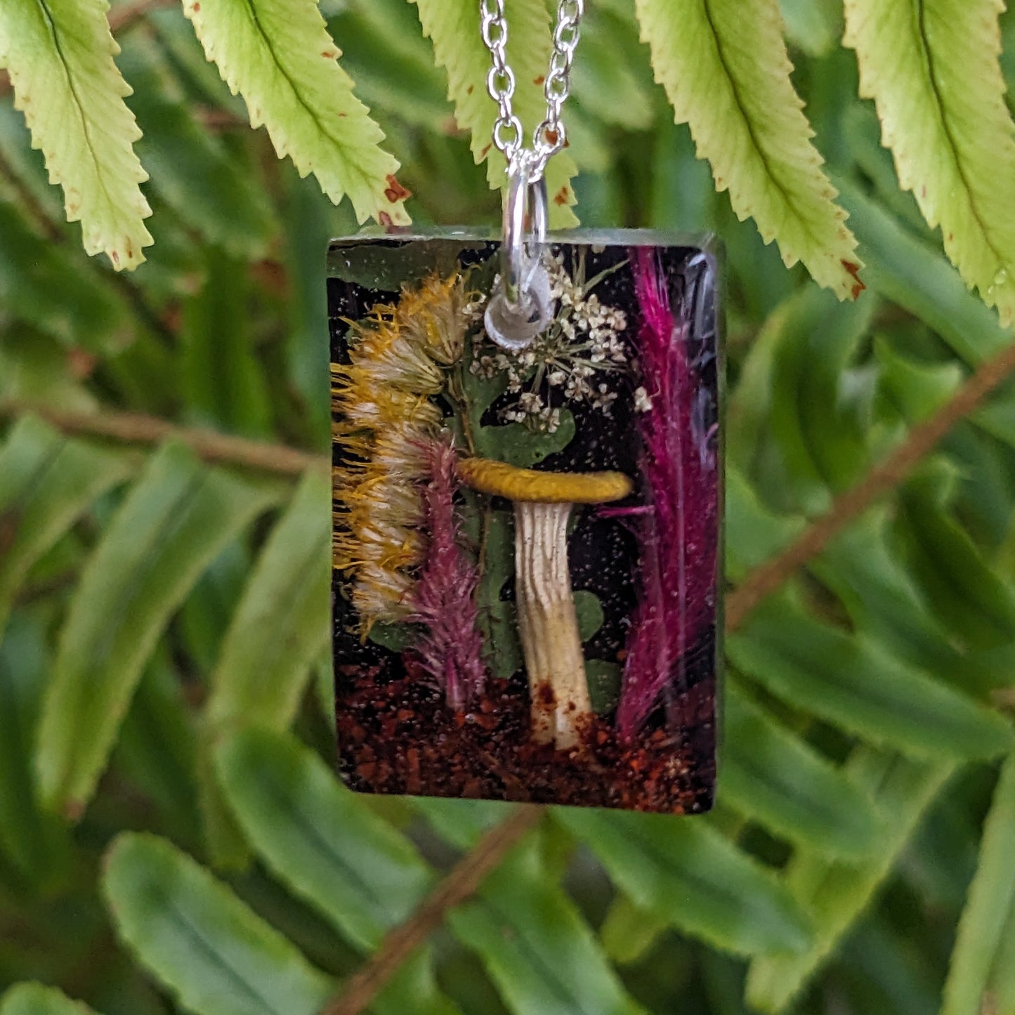 Real Mushroom Pendant, 1.2" rectangle