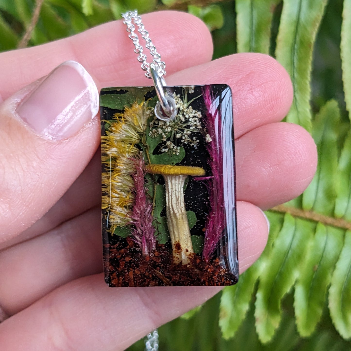 Real Mushroom Pendant, 1.2" rectangle