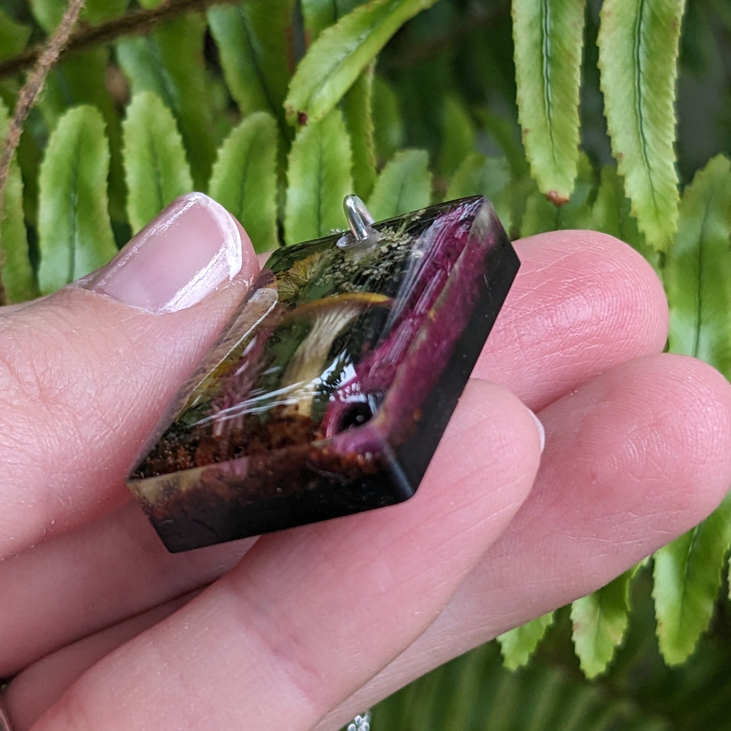 Real Mushroom Pendant, 1.2" rectangle