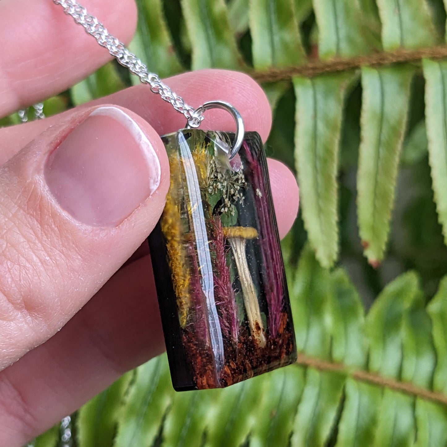 Real Mushroom Pendant, 1.2" rectangle