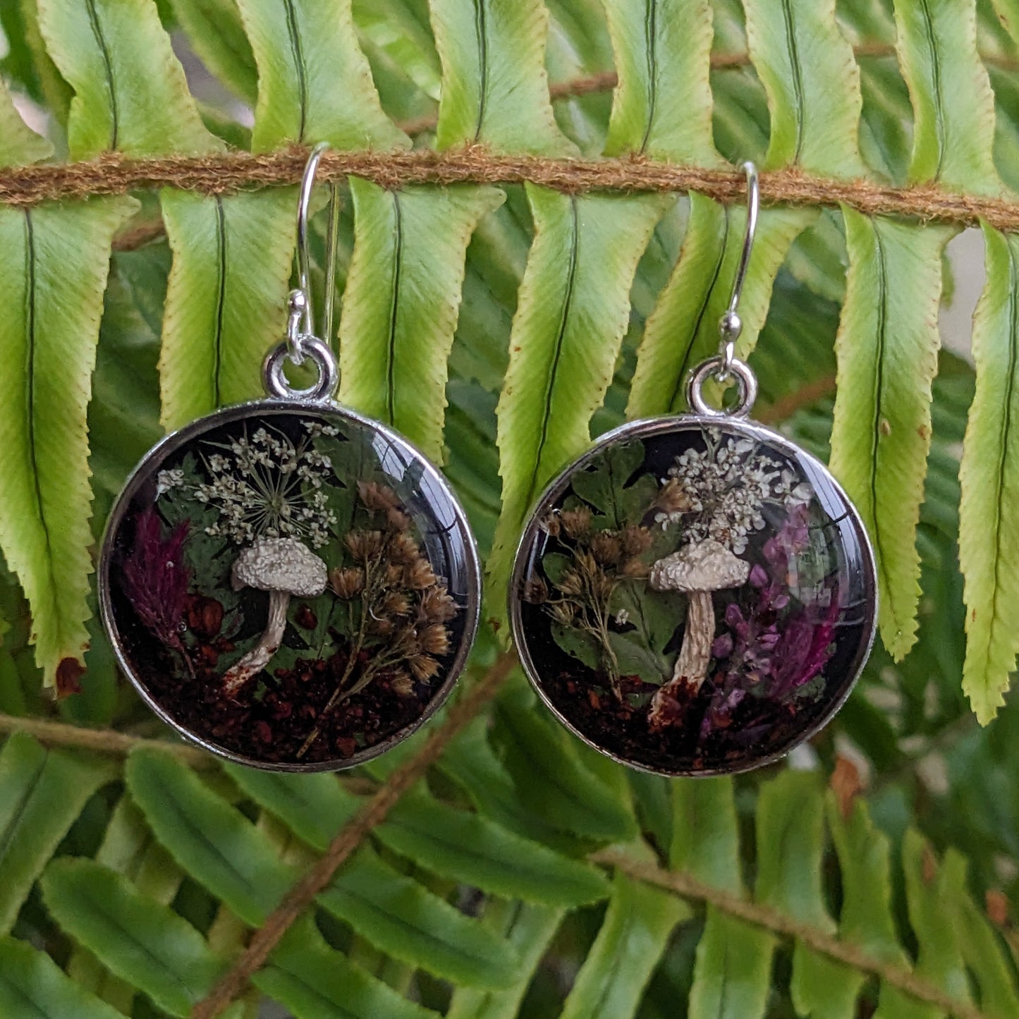 Real Mushroom Earrings, 1" round
