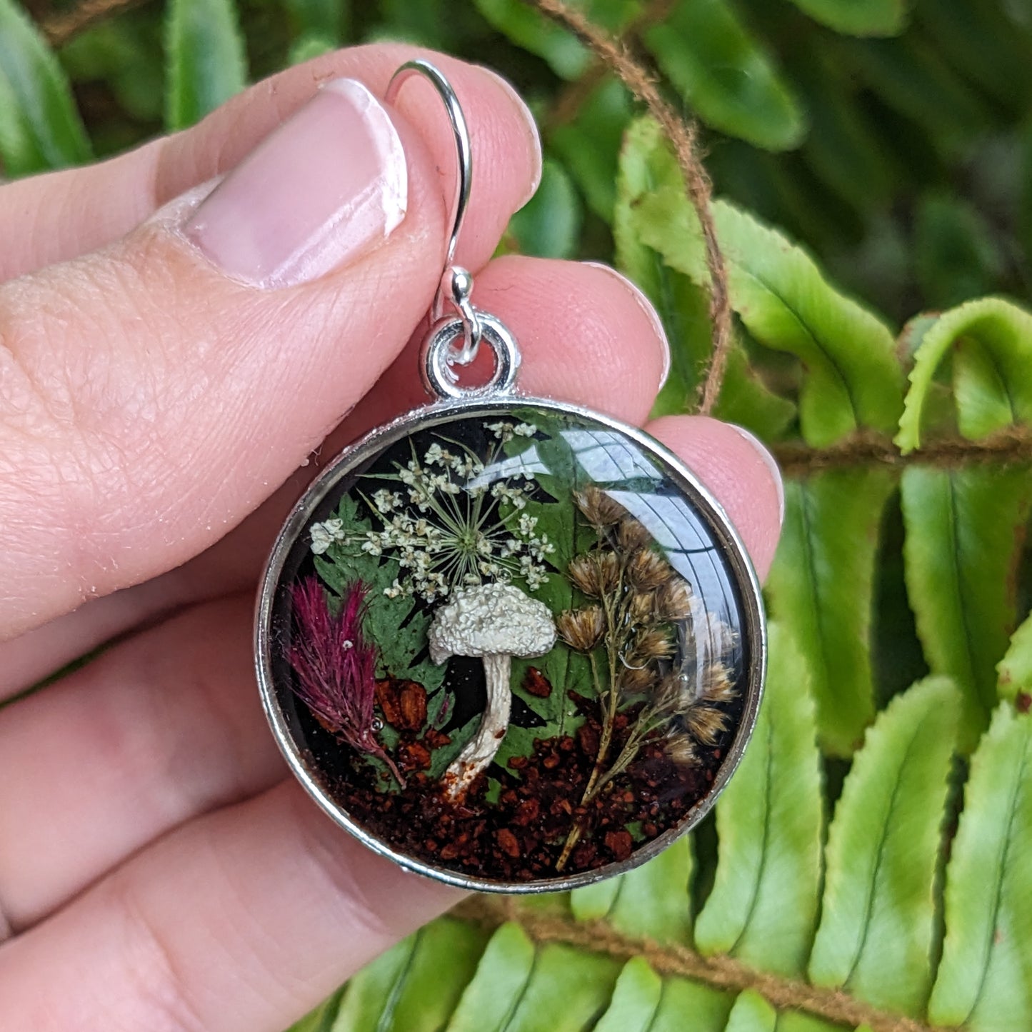 Real Mushroom Earrings, 1" round