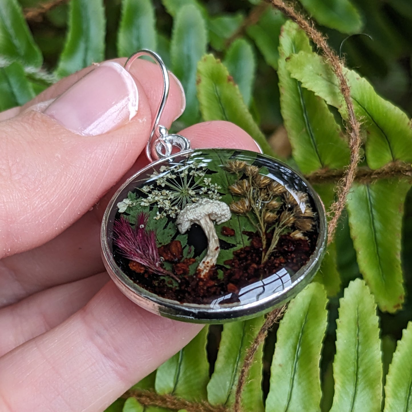 Real Mushroom Earrings, 1" round