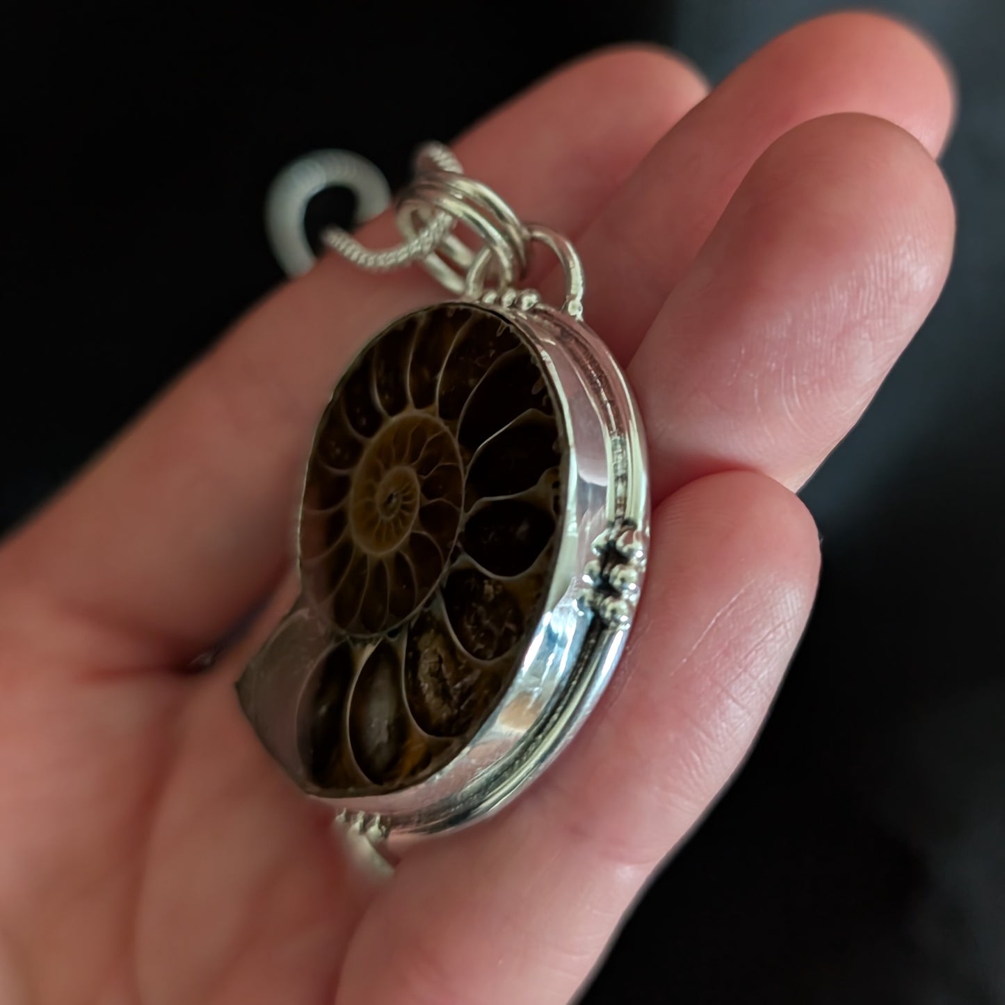 Ammonite Sterling Silver Pendant
