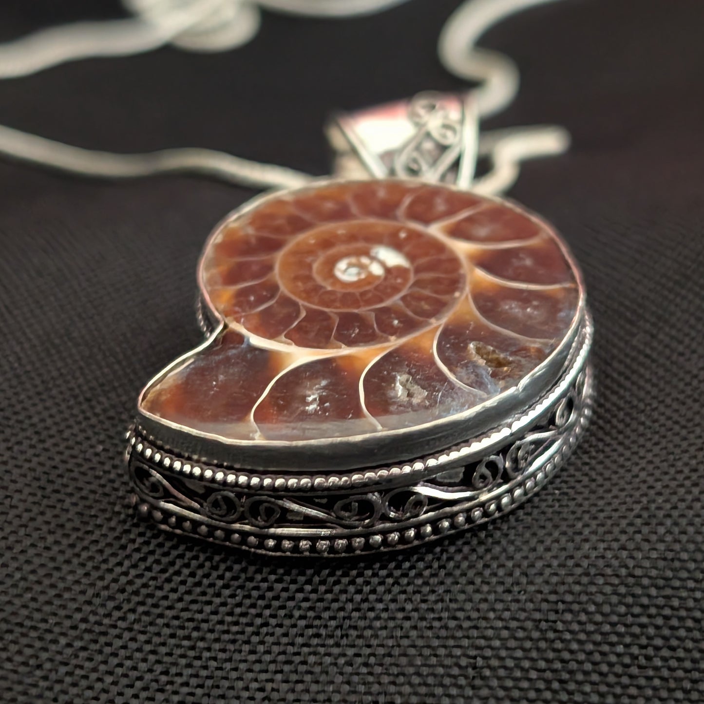 Ammonite Sterling Silver Pendant