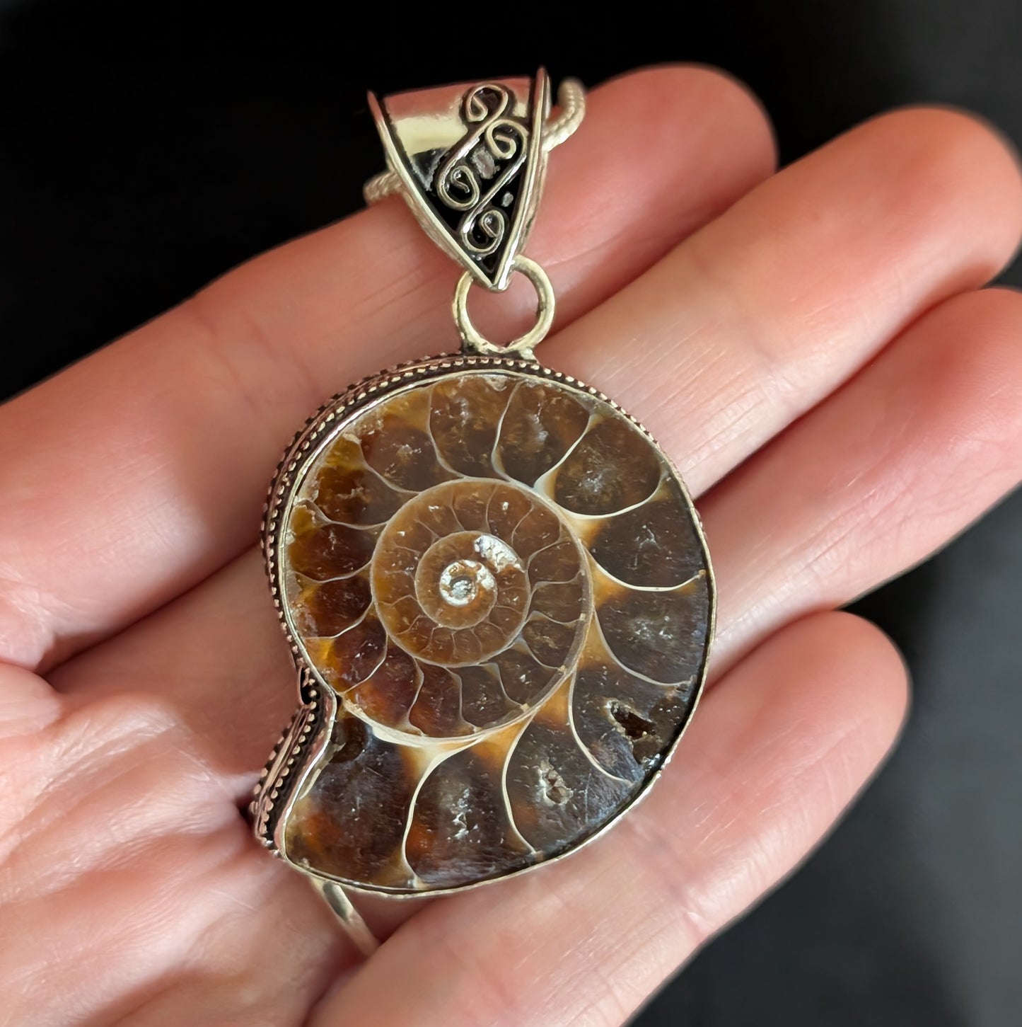 Ammonite Sterling Silver Pendant