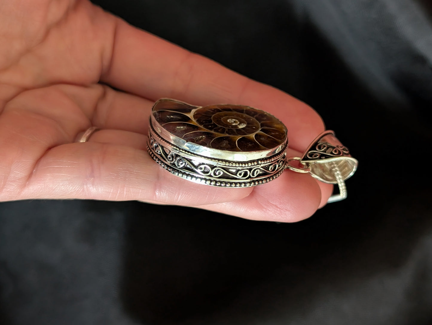 Ammonite Sterling Silver Pendant