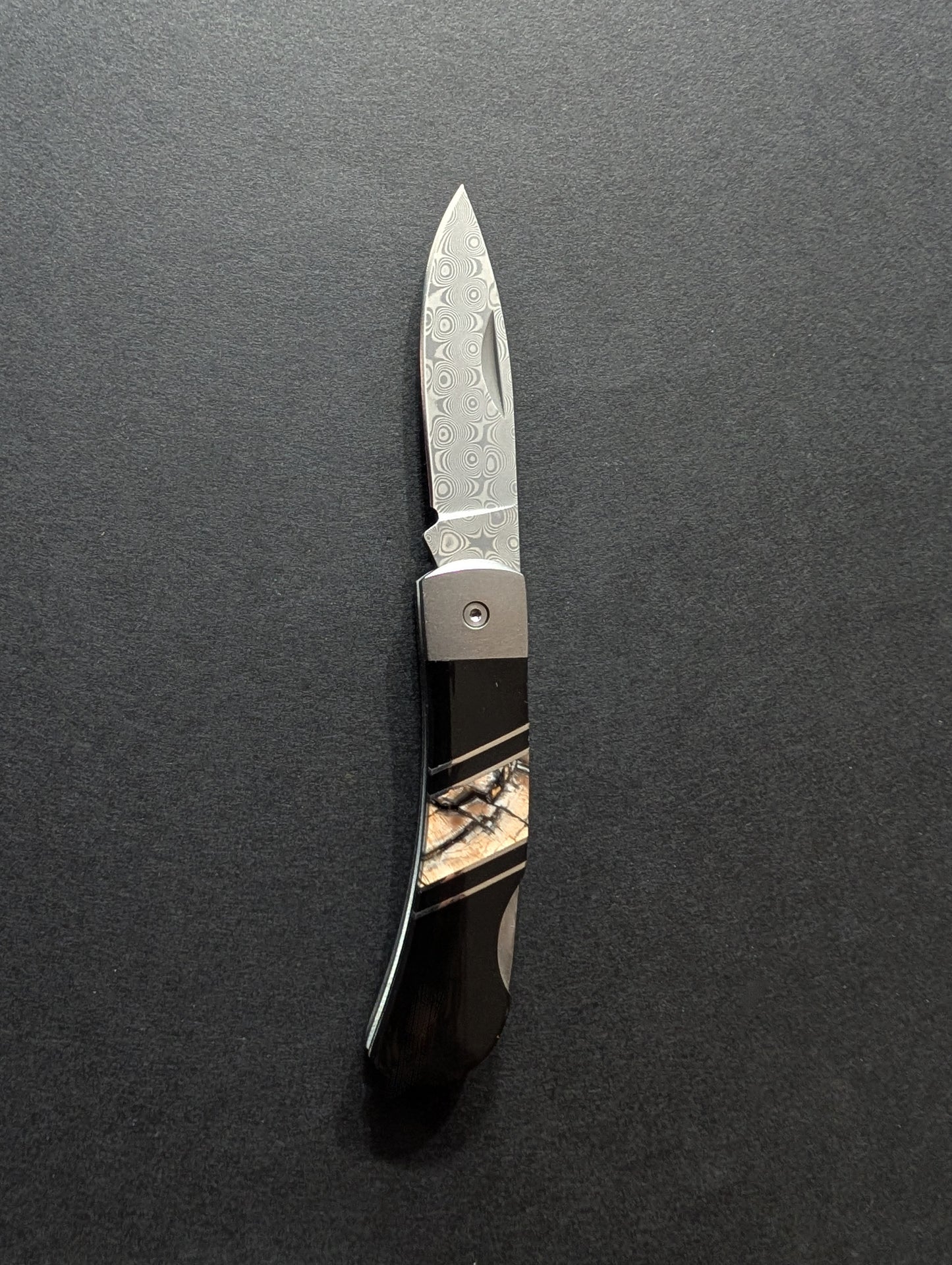 Pocket Knife, Mammoth Tusk & Damascus Steel, 3"