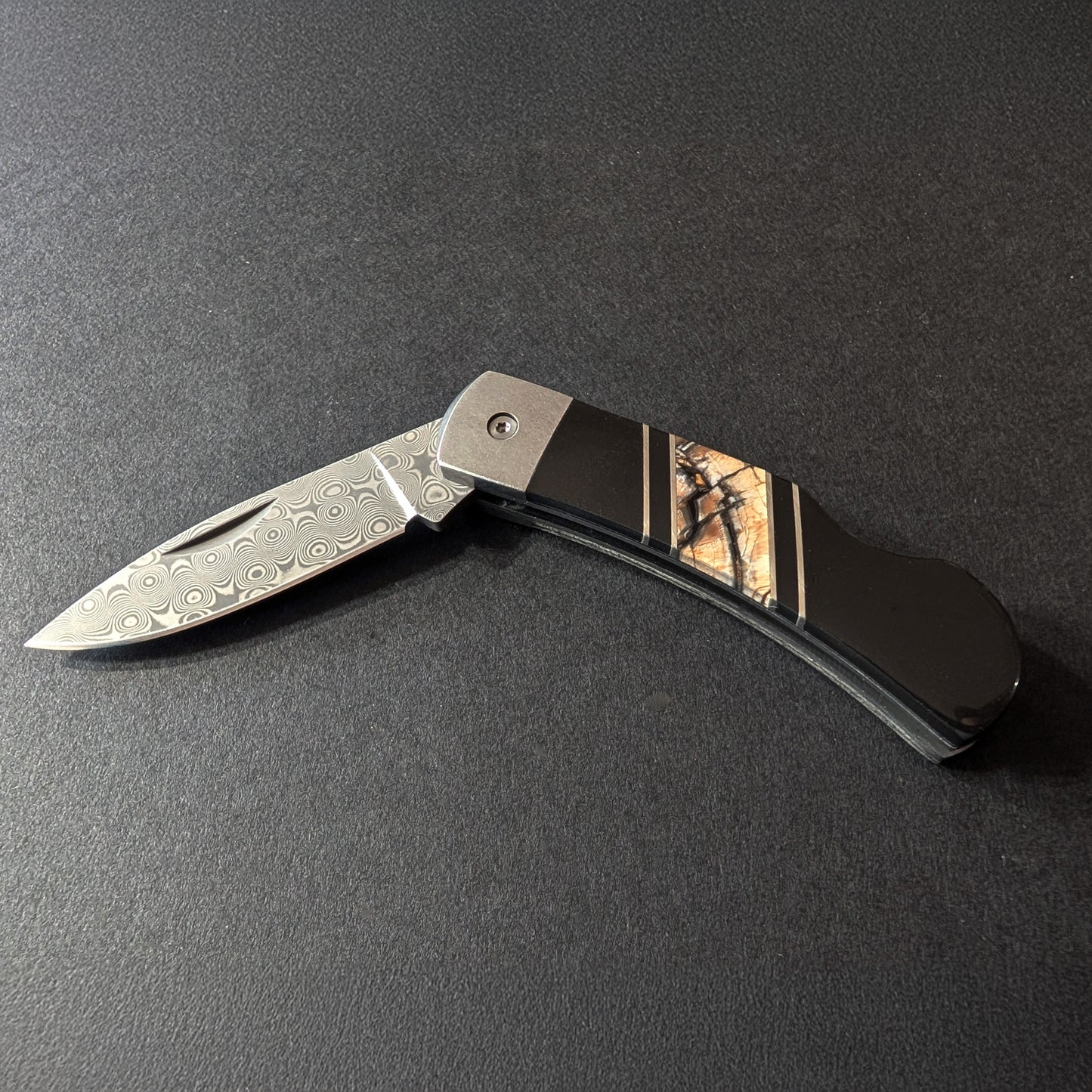 Pocket Knife, Mammoth Tusk & Damascus Steel, 3"