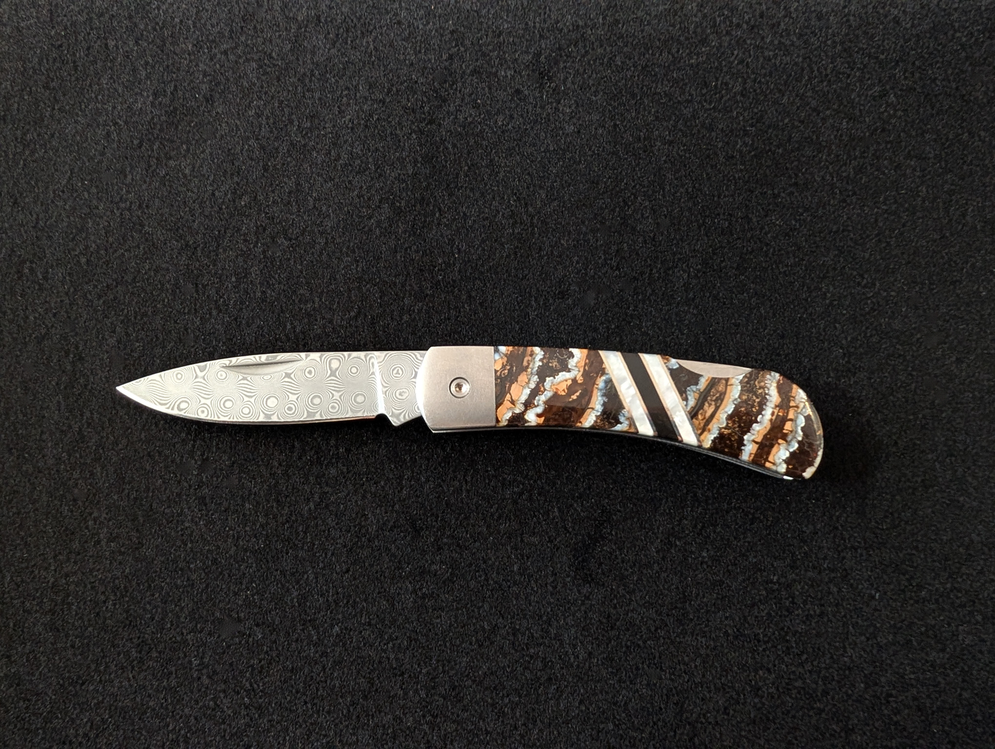 Pocket Knife, Mammoth Tooth & Damascus Steel, 3"