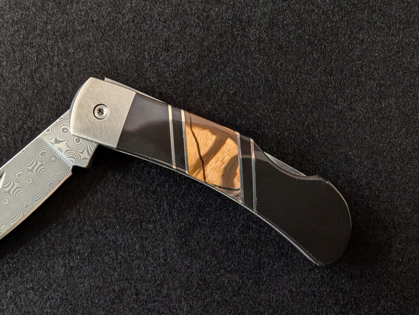 Pocket Knife, Mammoth Tusk & Damascus Steel, 3"