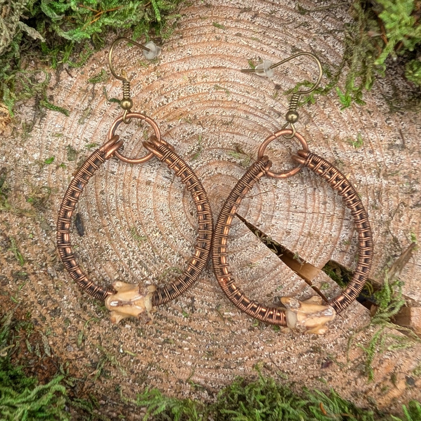 Snake Vertebra & Wire Work Earrings