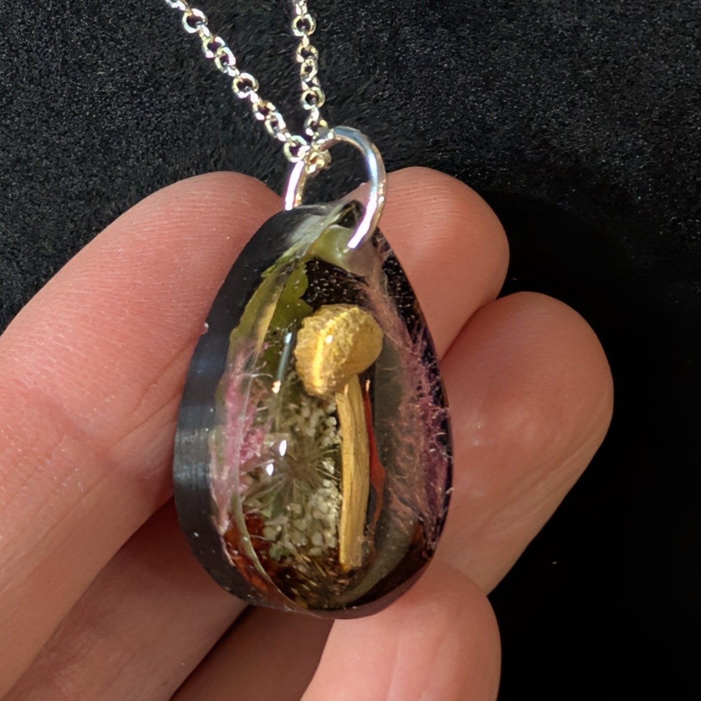 Real Mushroom Pendant, 1" teardrop