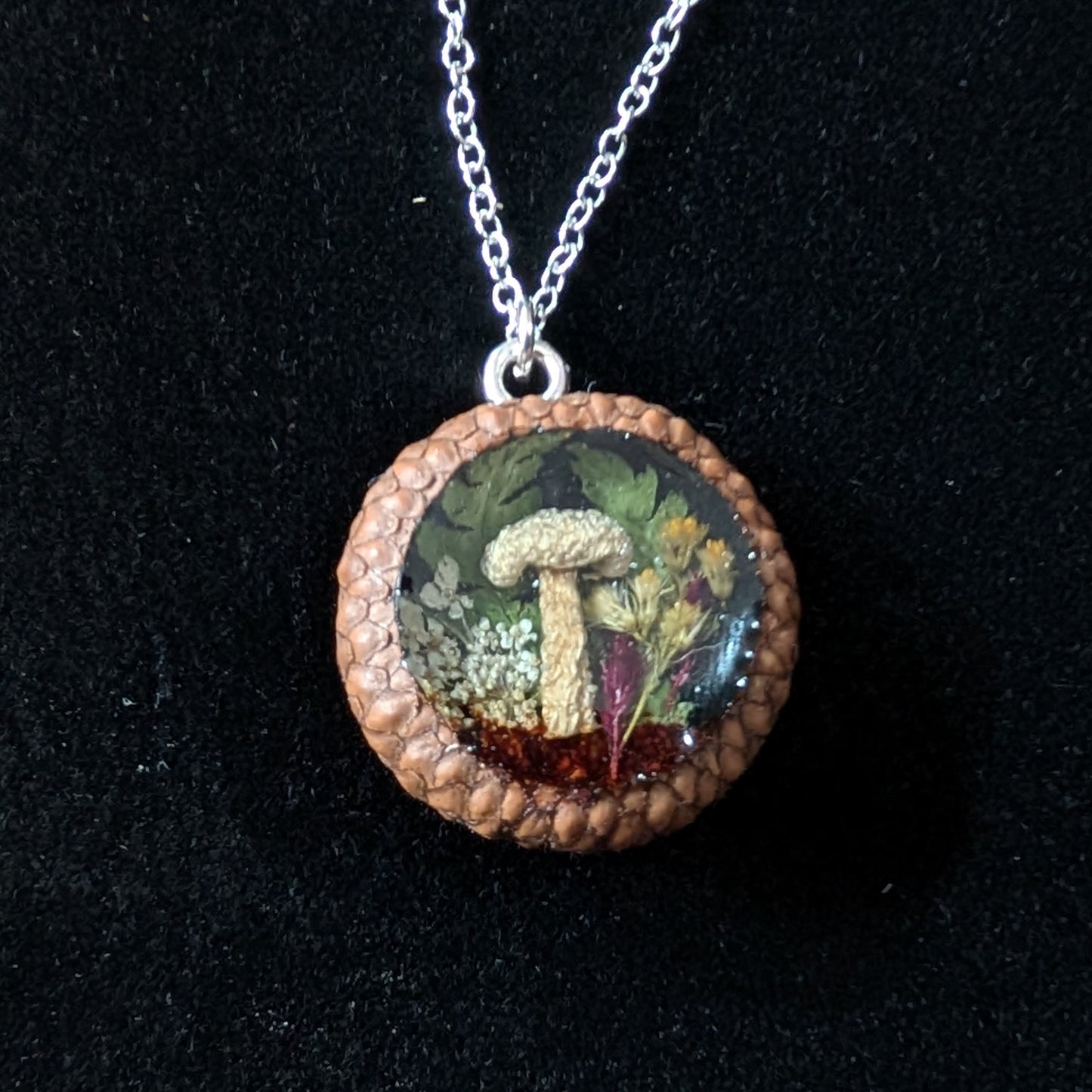 Real Mushroom & Acorn Cap Pendant