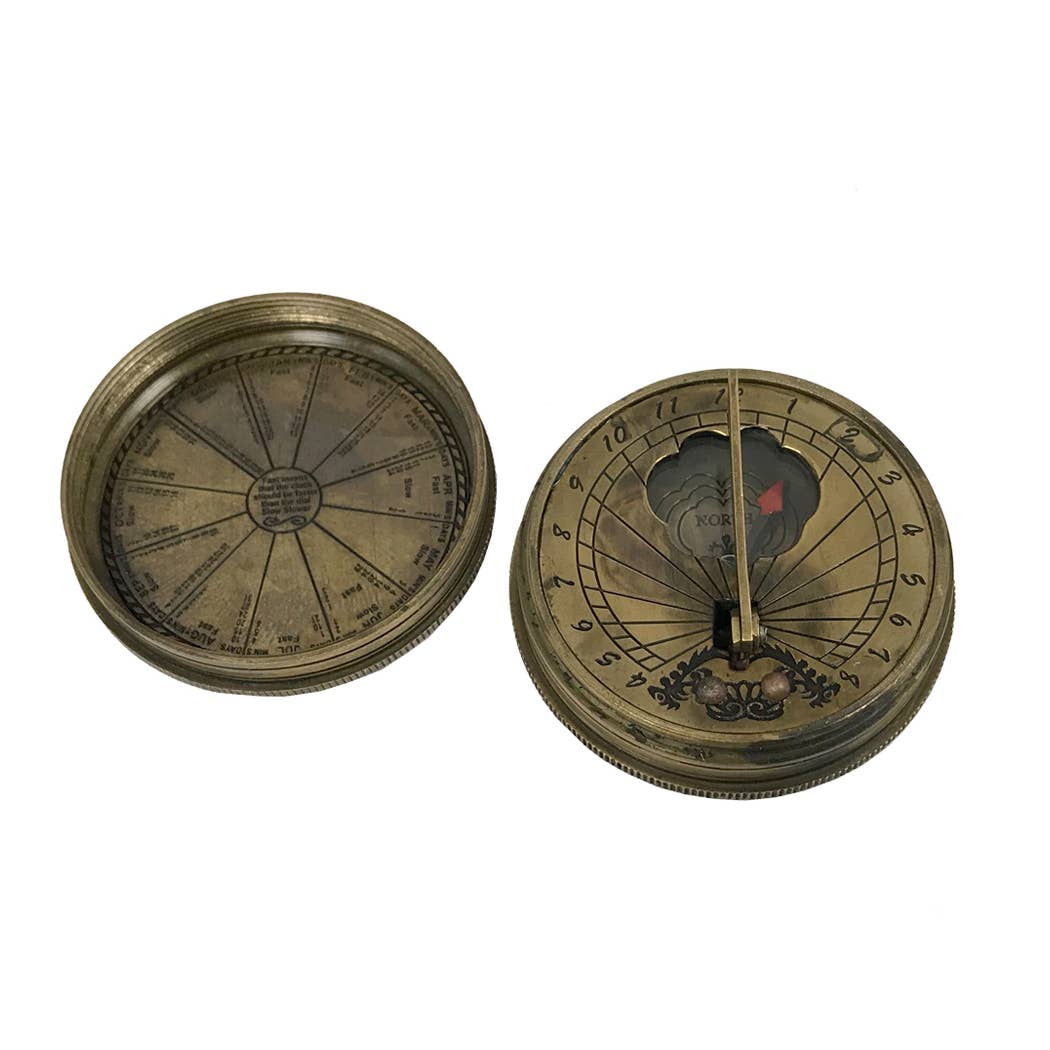 Antiqued Brass Pocket Sundial | Reproduction | Watches