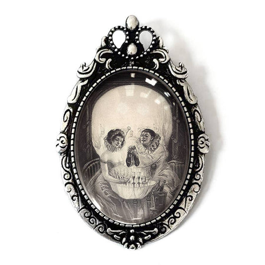 Victorian Skull Optical Illusion Brooch