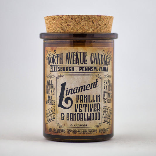 Apothecary Candle - "Liniment" - Vanillin, Sandalwood, & Vetiver