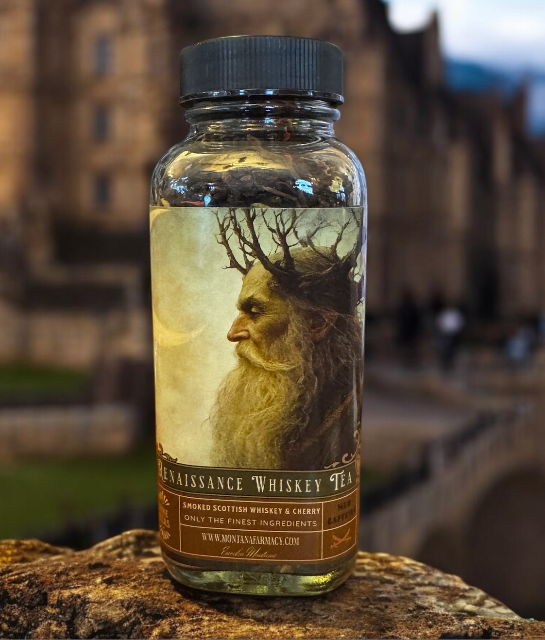 Renaissance Faire Smoked Cherry Whiskey Tea in a glass jar
