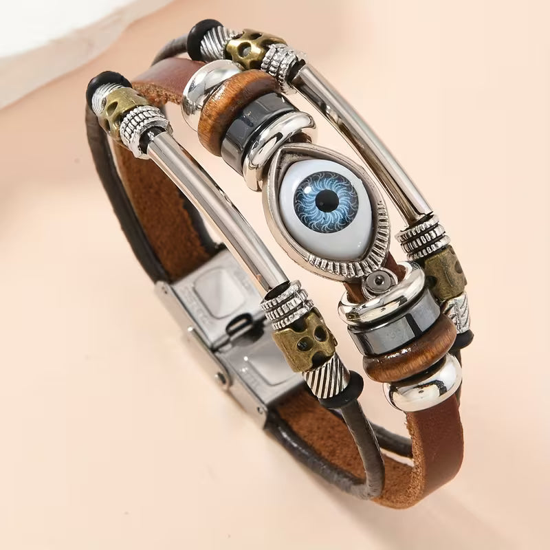 Eye leather bracelet