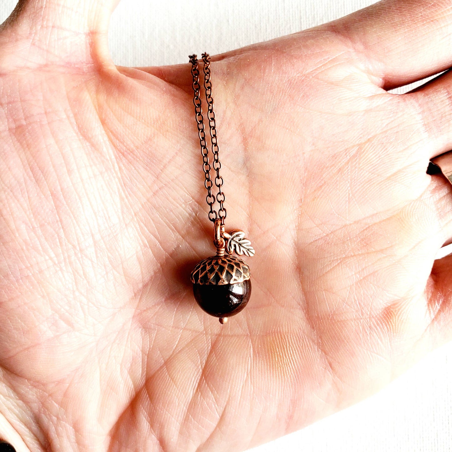 Acorn Necklace - Natural Garnet