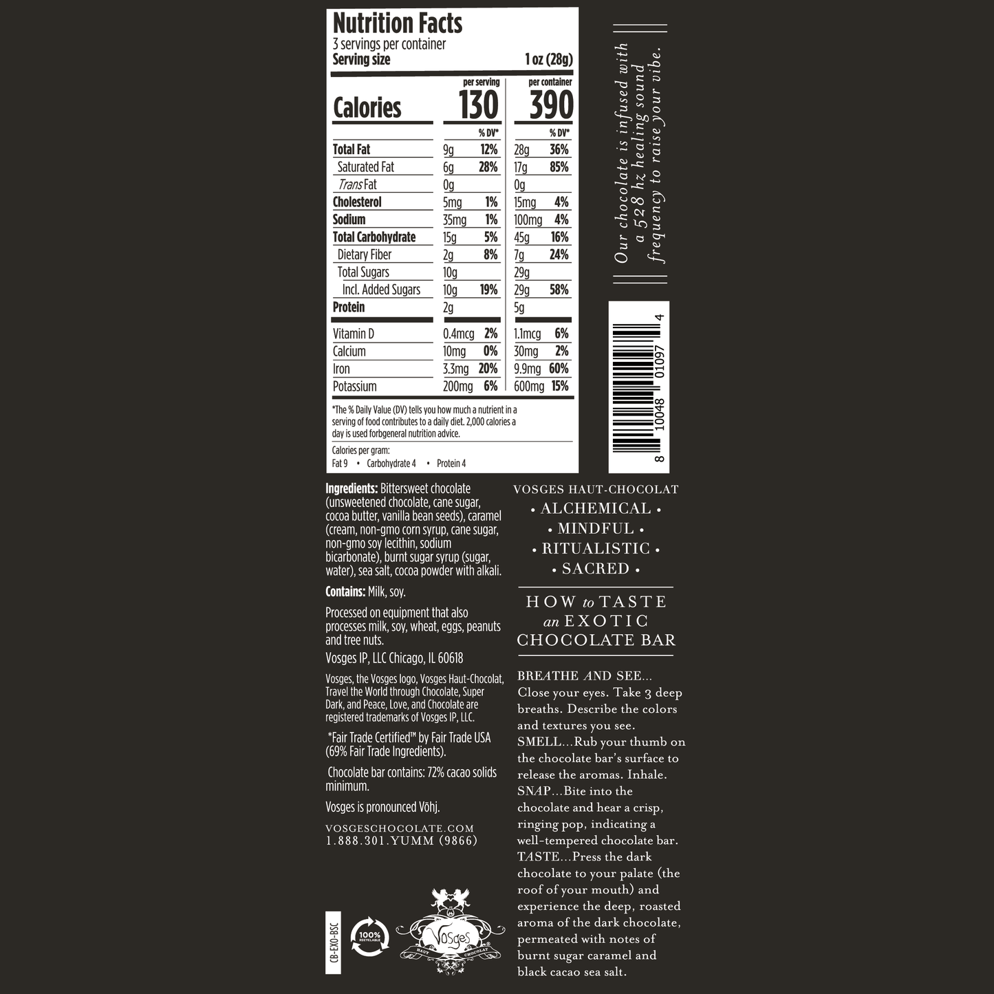 Dark Chocolate Bar w/ Black Salt & Caramel - Gourmet