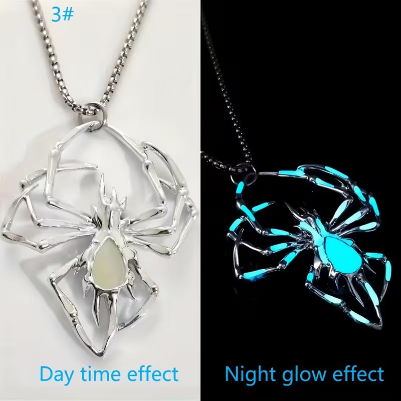 Spider necklace large, glow in the dark