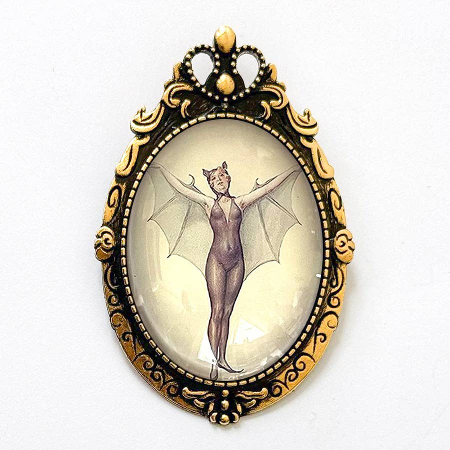 Art Deco Bat Woman Brooch