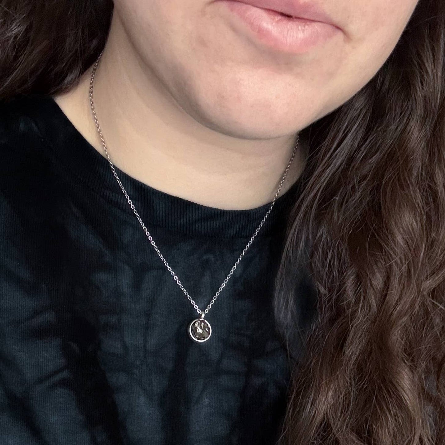 Small Round Authentic Meteorite Pendant Necklace