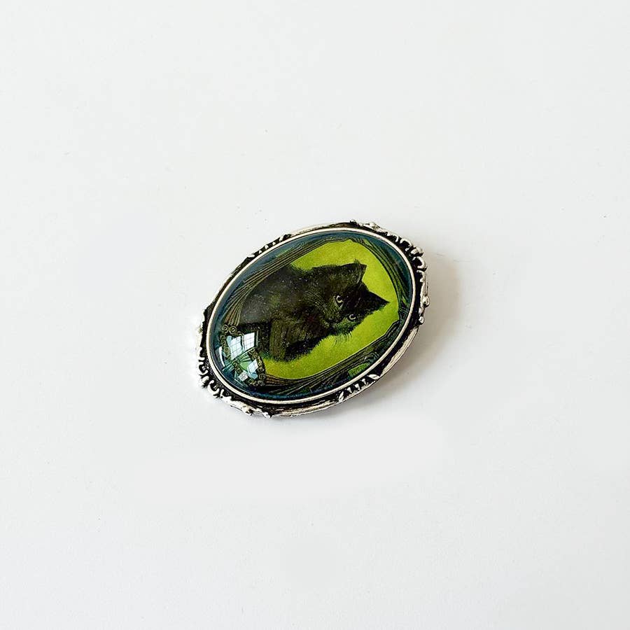 Art Nouveau Black Cat Brooch