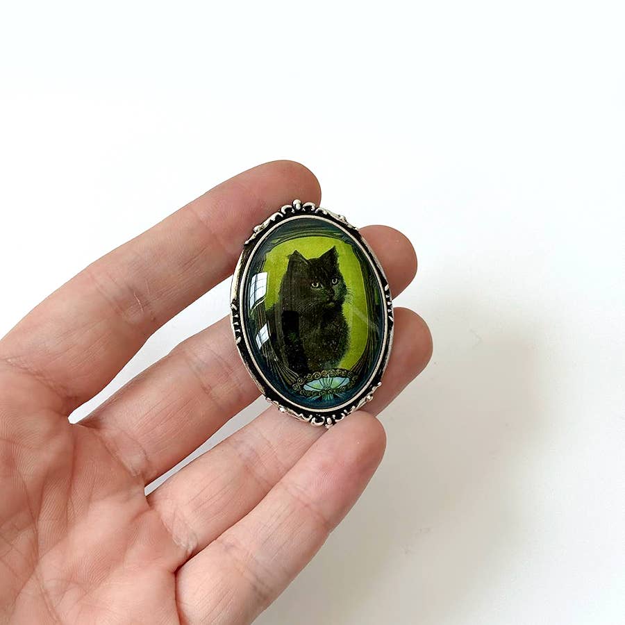 Art Nouveau Black Cat Brooch