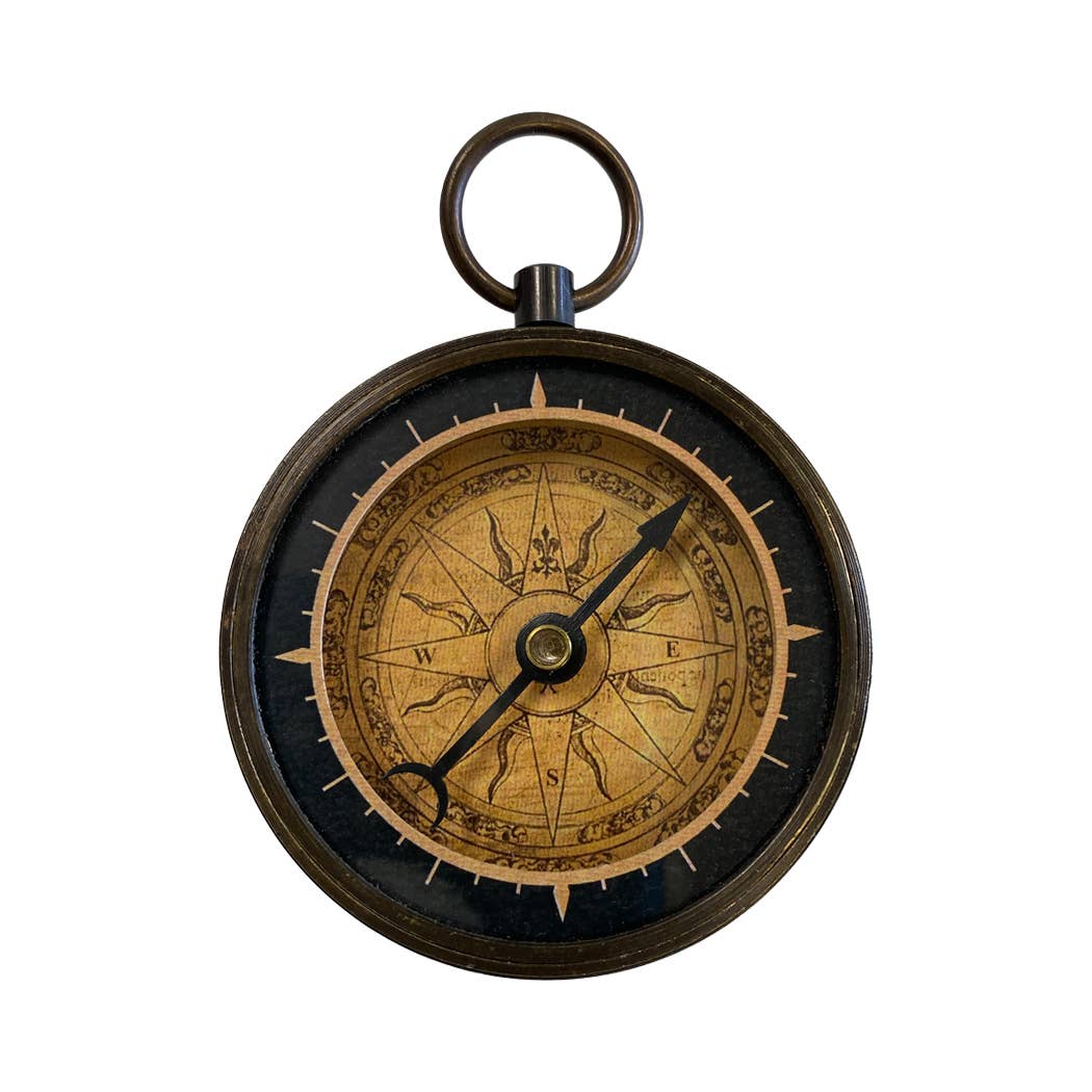 2-1/4" Antiqued Brass Old World Style Compass