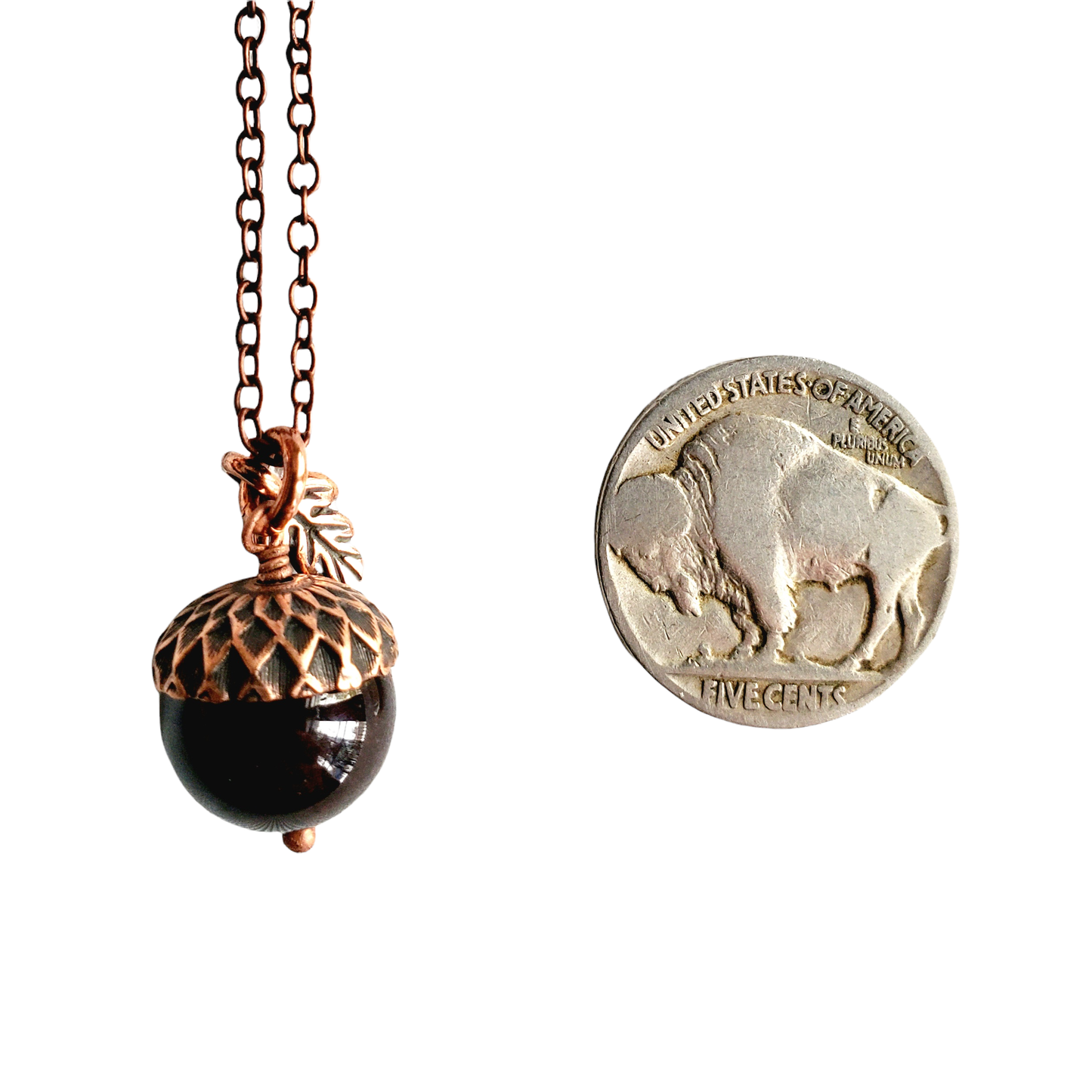 Acorn Necklace - Natural Garnet