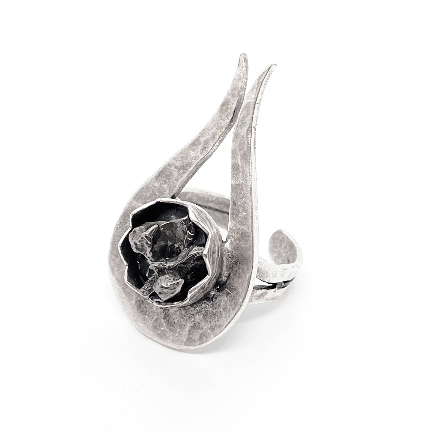 Comet Ring with Raw Authentic Meteorite