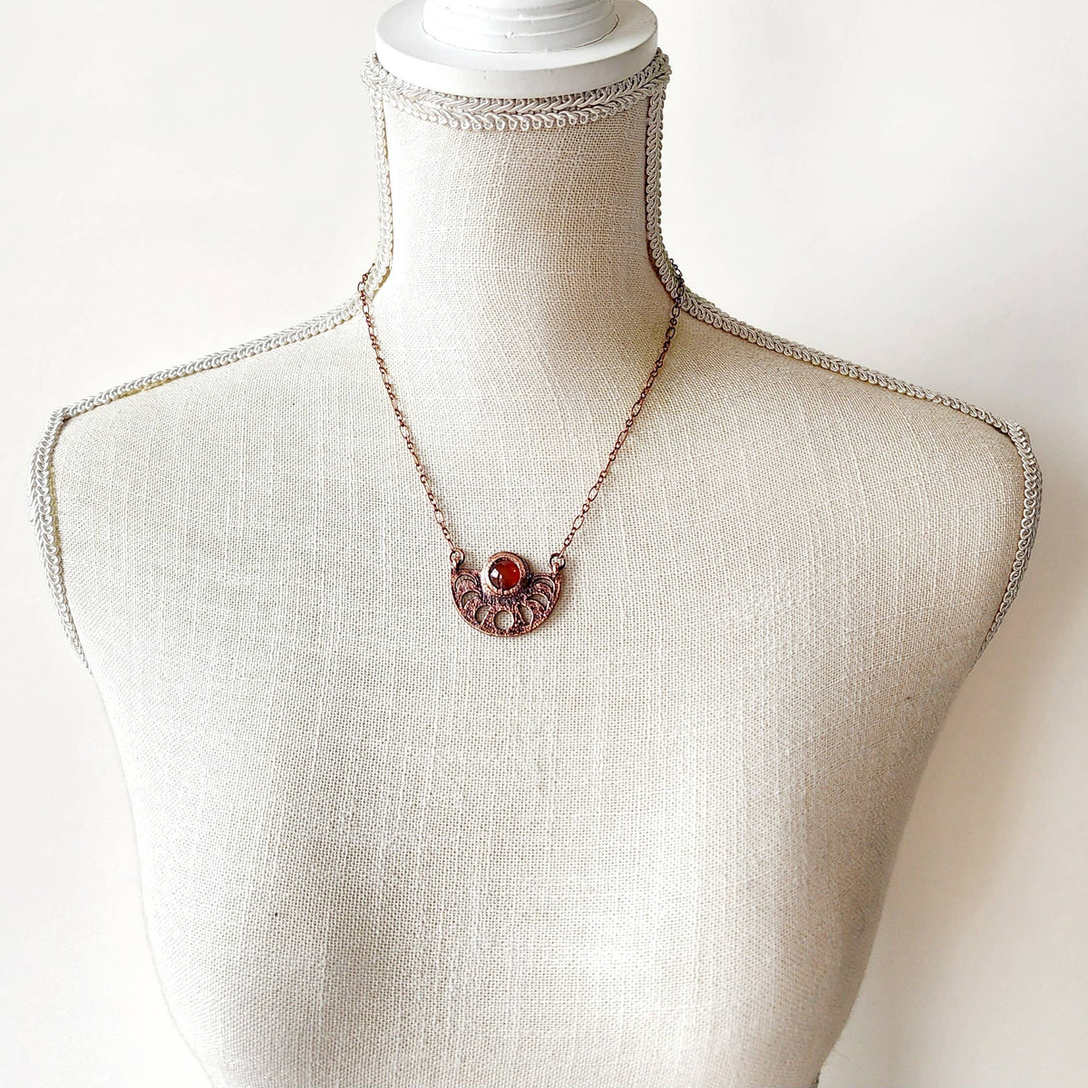 Moon Phase Necklace - Carnelian