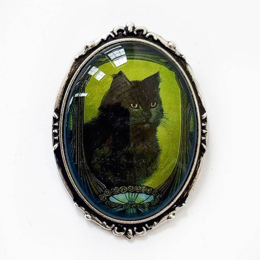 Art Nouveau Black Cat Brooch