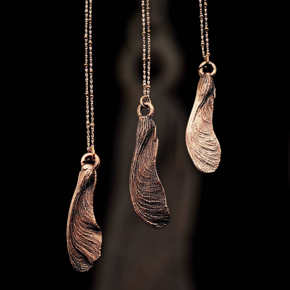 Copper Maple Seed Pendant