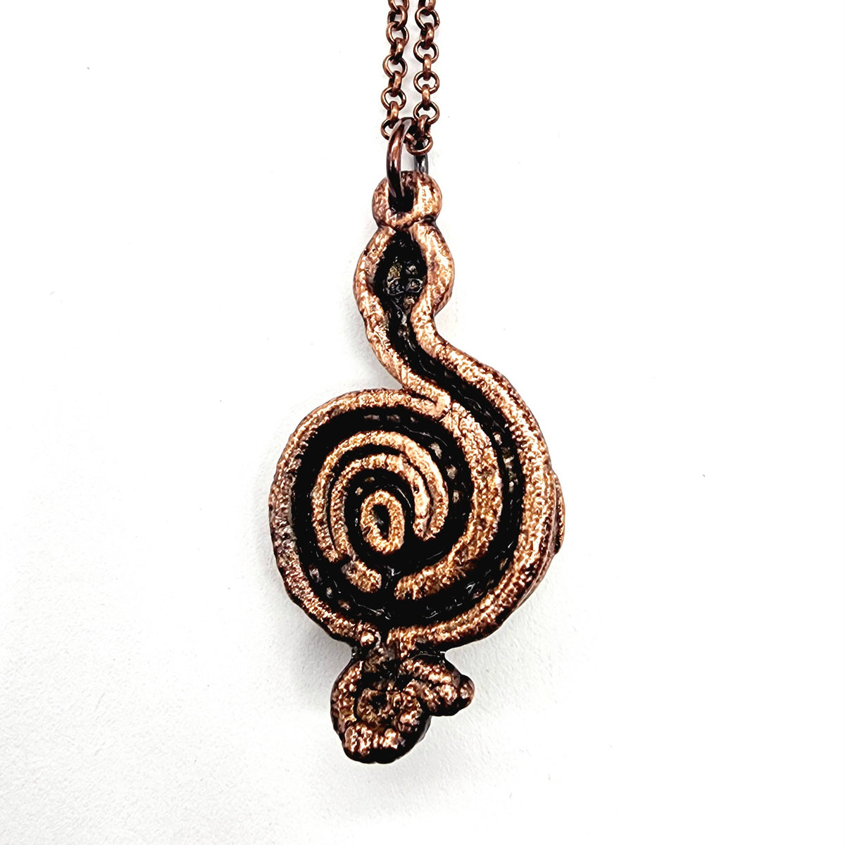 Snakeskin Agate Crescent Moon Serpent Necklace