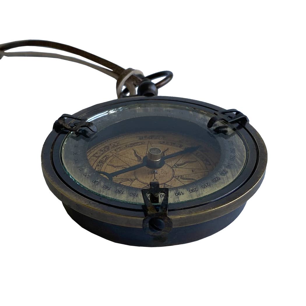 2-1/2" Antiqued Brass Old World Style Compass