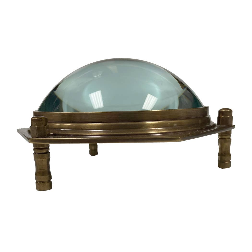 4" Antiqued Brass Hexagonal Dome Desk Magnifier