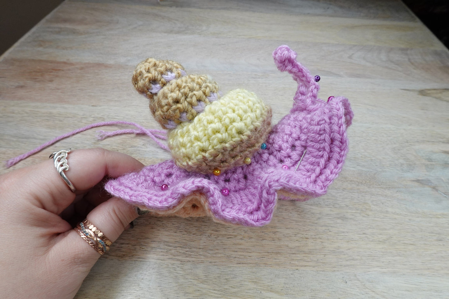 Crochet Snails and Mushroom Sprites by Megan Lapp